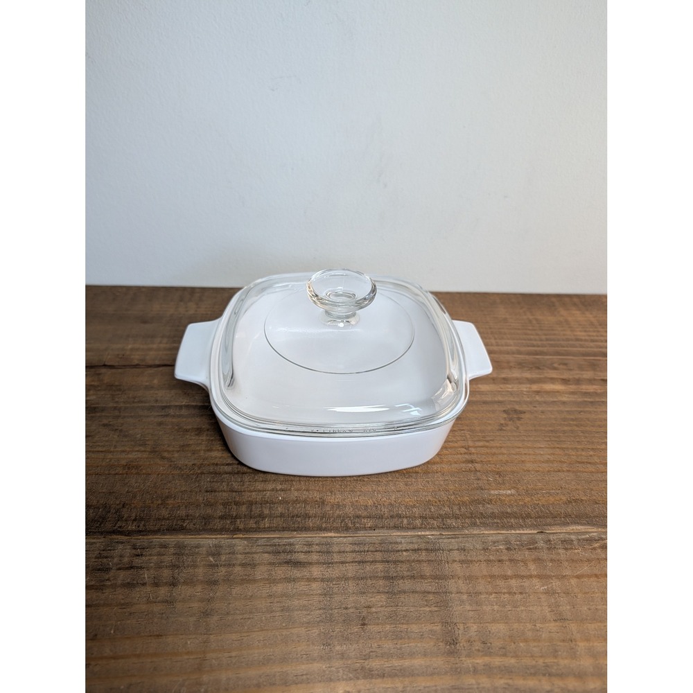 Corning Ware A-1-B 1L White Square Vtg Casserole Dish Pyrex A7C Glass Lid USA